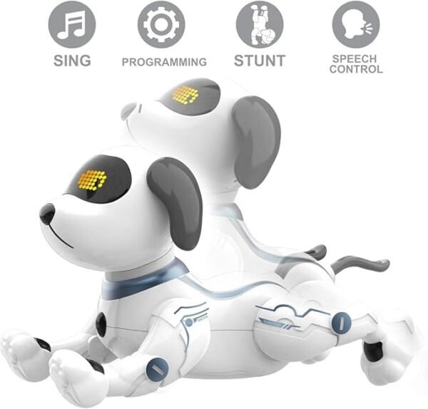 "Lionstar RC Robotic Stunt Puppy – Voice-Controlled Dancing Robot Dog with Sound, Handstand & Push-Up Tricks | Fun & Programmable Electronic Pet Toy for Kids Ages 6–10, Boys & Girls - Image 3