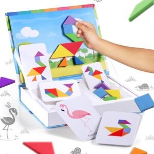 FIRSTCRY INTELLISKILLS Magnetic Animal & Bird Tangram Puzzle – Fun Brain-Boosting Game for Kids | Includes 36 Model Cards, 7 Magnetic Shapes & Board | Educational Gift for Boys & Girls