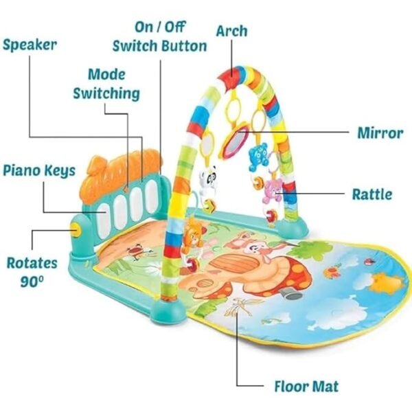 VHC CREATION Baby Play Gym with Piano & Hanging Toys – Colorful Musical Activity Mat with Rainbow Arch for Newborn Development | Soft Playmat for Baby Boys & Girls - Image 2