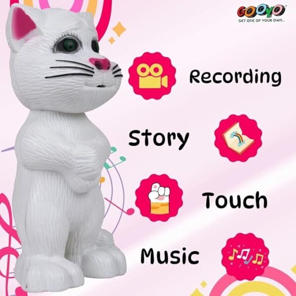 Gooyo Electronic Talking Toy Cat for Kids – Interactive Musical Pet with Fun Sounds & Features | Adorable Gift Idea for Boys & Girls | White | Battery Operated (3xAA) - Image 2