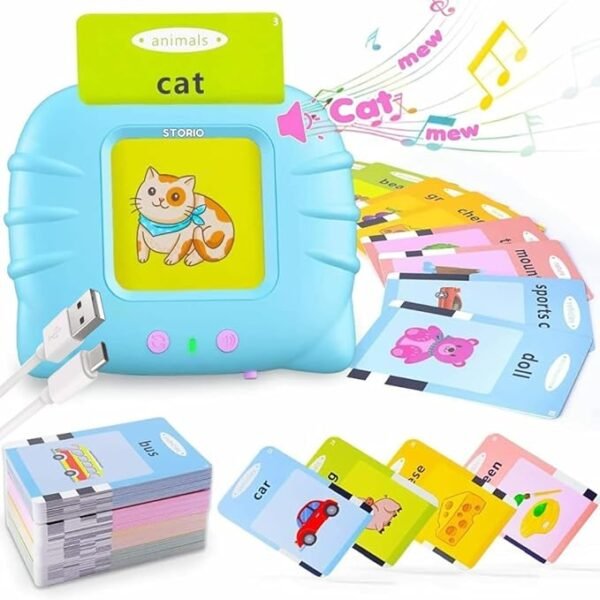 Storio Rechargeable Talking Flash Cards – Fun & Educational Learning Toy for Toddlers | Montessori-Inspired Gift for Boys & Girls Age 2+