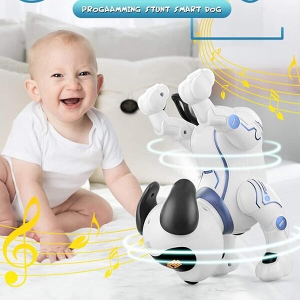 "Lionstar RC Robotic Stunt Puppy – Voice-Controlled Dancing Robot Dog with Sound, Handstand & Push-Up Tricks | Fun & Programmable Electronic Pet Toy for Kids Ages 6–10, Boys & Girls - Image 2