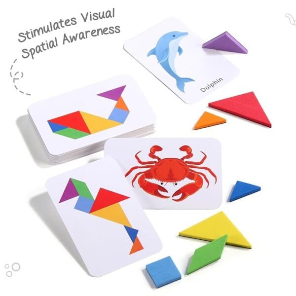 FIRSTCRY INTELLISKILLS Magnetic Animal & Bird Tangram Puzzle – Fun Brain-Boosting Game for Kids | Includes 36 Model Cards, 7 Magnetic Shapes & Board | Educational Gift for Boys & Girls - Image 4