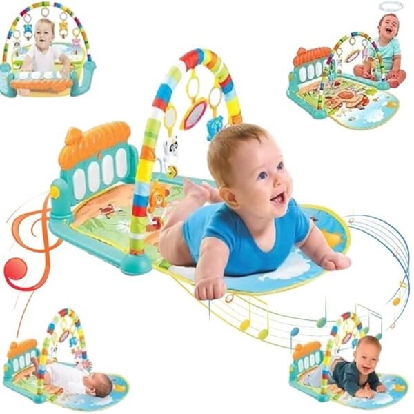 VHC CREATION Baby Play Gym with Piano & Hanging Toys – Colorful Musical Activity Mat with Rainbow Arch for Newborn Development | Soft Playmat for Baby Boys & Girls - Image 6