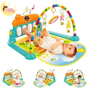 VHC CREATION Baby Play Gym with Piano & Hanging Toys – Colorful Musical Activity Mat with Rainbow Arch for Newborn Development | Soft Playmat for Baby Boys & Girls