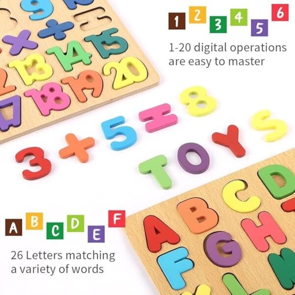 TS WITH TECHSUN Wooden Learning Board – Fun & Educational Puzzle Set for Kids | Includes Alphabets, Numbers & Shapes | Ideal for Toddlers & Preschoolers - Image 3