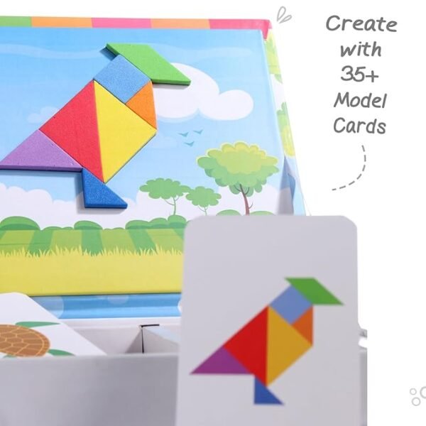 FIRSTCRY INTELLISKILLS Magnetic Animal & Bird Tangram Puzzle – Fun Brain-Boosting Game for Kids | Includes 36 Model Cards, 7 Magnetic Shapes & Board | Educational Gift for Boys & Girls - Image 2