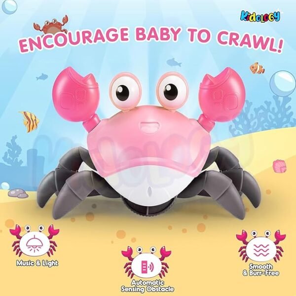 Kidology Musical Activity Cube – Fun & Educational Toy for Babies and Toddlers | Interactive Preschool Game with Music, Shapes & Early Learning Play | Crawling Crab Design – Pink - Image 4