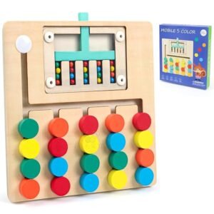 Trinkets & More Slide Puzzle Game – Fun Color-Matching Brain Teaser for Kids Ages 4–10 | Montessori Travel Toy for Boys & Girls | Perfect for Road Trips & On-the-Go Play (5-Color Sorter)