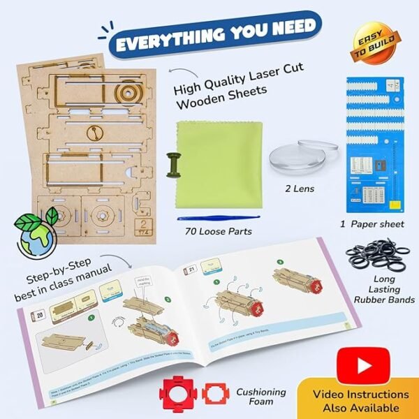 Smartivity DIY Telescope Kit – Fun & Educational STEM Toy for Kids Ages 8 to 14 | Learn to Measure Height & Distance | Perfect Birthday Gift for Curious Boys & Girls - Image 3
