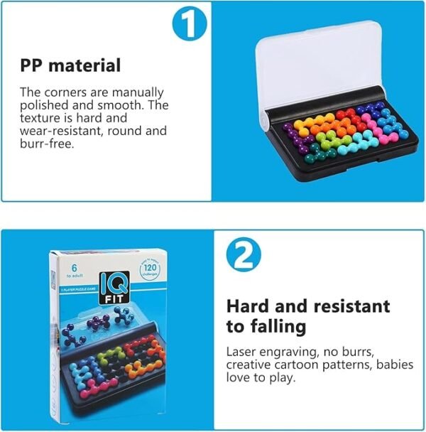 IQ Puzzle Brain Teaser – Fun & Portable 3D Logic Game for Kids and Adults | 120 Exciting Challenges for Smarter Thinking, Travel Play & Brain Boosting Fun (IQ Puzzle Blocks) - Image 5