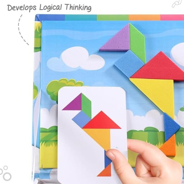 FIRSTCRY INTELLISKILLS Magnetic Animal & Bird Tangram Puzzle – Fun Brain-Boosting Game for Kids | Includes 36 Model Cards, 7 Magnetic Shapes & Board | Educational Gift for Boys & Girls - Image 3