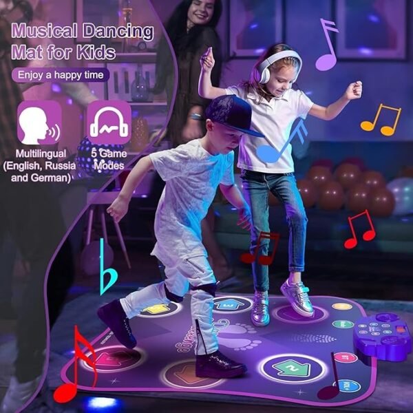 Upgraded Light-Up Dance Mat for Kids Ages 3–12 – Fun Music & Movement Toy with 5 Game Modes and 6 Interactive Buttons | Perfect Birthday Gift for Girls Aged 3 to 10+ - Image 4
