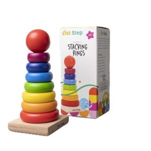 1st Step Wooden Stacking Rings Toy – 7-Piece Classic Educational Set for Toddlers | Fun & Safe Learning Through Play