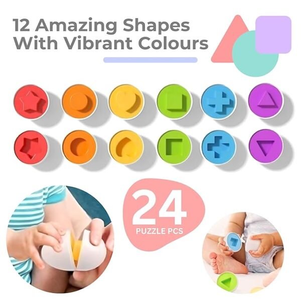 Kids First Step Shape Matching Eggs – Fun & Educational Activity Toy for Babies and Toddlers | 12 Colorful Eggs with Shapes | Pull-Along Hen Toy on Wheels for Preschool Learning & Play - Image 3