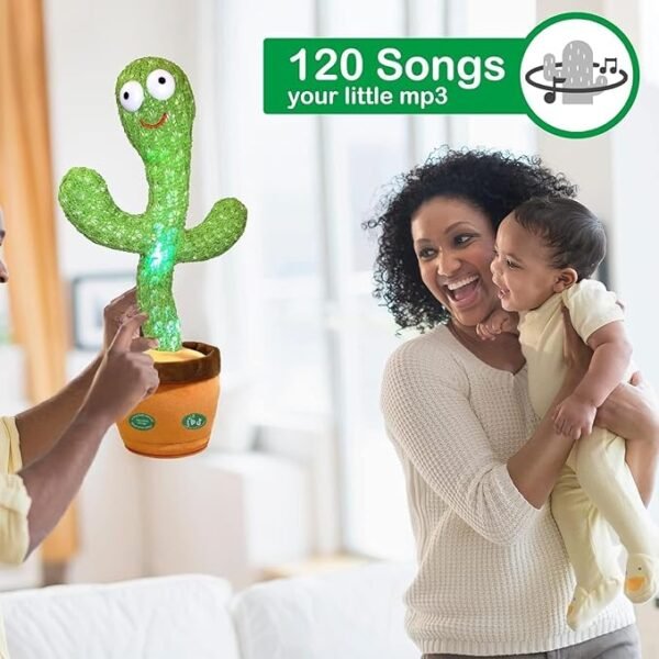 AB TOY WORLD Dancing Cactus Toy – Plush Singing & Talking Cactus That Repeats What You Say | Fun LED Light-Up Toy with Voice Recording | Perfect Educational Gift for Babies & Toddlers - Image 4