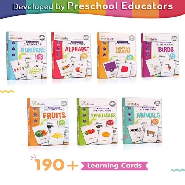 Intelliskills 7-in-1 Brain Boosting Flash Cards for Kids – 190 Durable, Waterproof Cards for Toddlers 1+ | Montessori-Inspired Early Learning Toy for Babies & Preschoolers | Perfect Birthday Gift - Image 5