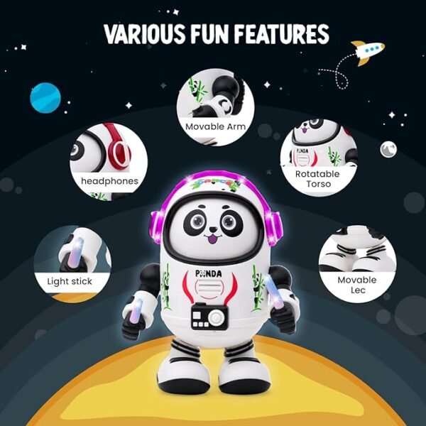 Gooyo Dancing Space Panda Toy – Lights Up with Music & Moves | Fun Gift for Toddlers, Babies, Boys & Girls | Adorable White & Black Design | Battery Operated (3xAA) - Image 6
