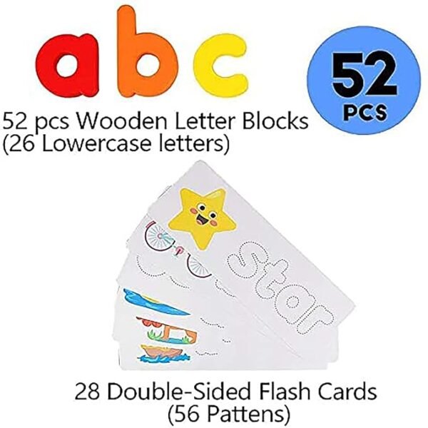 WISHKEY Wooden Spelling Game for Kids – Fun & Safe Word-Building Toy with Flash Cards and Letters | Early Learning Educational Gift for Boys & Girls Ages 3+ | Multicolor, Non-Toxic (Pack of 1) - Image 2