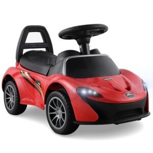 Kids First Step Ride-On Car with Music & Lights – Fun Push Car for Toddlers Ages 1–3 | Steering Wheel, Backrest & Hidden Under-Seat Storage | Red