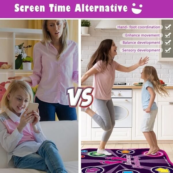 Upgraded Light-Up Dance Mat for Kids Ages 3–12 – Fun Music & Movement Toy with 5 Game Modes and 6 Interactive Buttons | Perfect Birthday Gift for Girls Aged 3 to 10+ - Image 5
