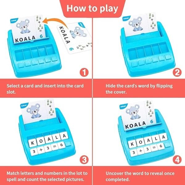 PLUSPOINT 2-in-1 Educational Word & Number Matching Game – Fun Flash Card Set for Kids Ages 3–8 | Helps with Sight Word Recognition & Early Learning | Perfect for Preschool & Kindergarten - Image 4