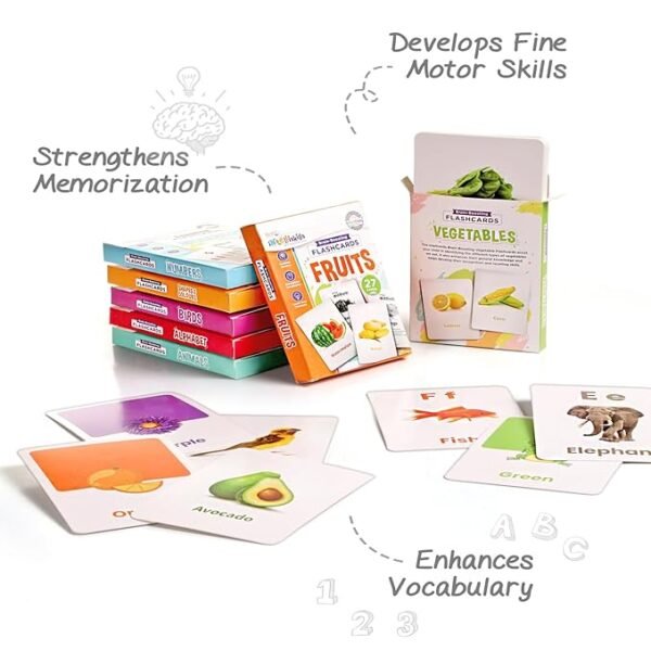 Intelliskills 7-in-1 Brain Boosting Flash Cards for Kids – 190 Durable, Waterproof Cards for Toddlers 1+ | Montessori-Inspired Early Learning Toy for Babies & Preschoolers | Perfect Birthday Gift - Image 2
