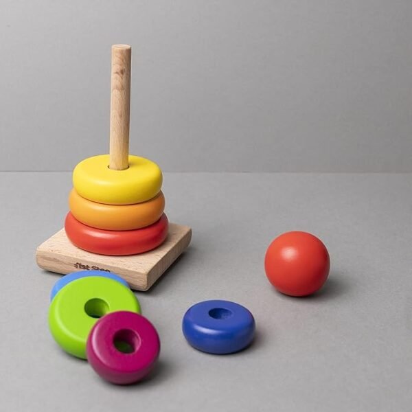 1st Step Wooden Stacking Rings Toy – 7-Piece Classic Educational Set for Toddlers | Fun & Safe Learning Through Play - Image 3