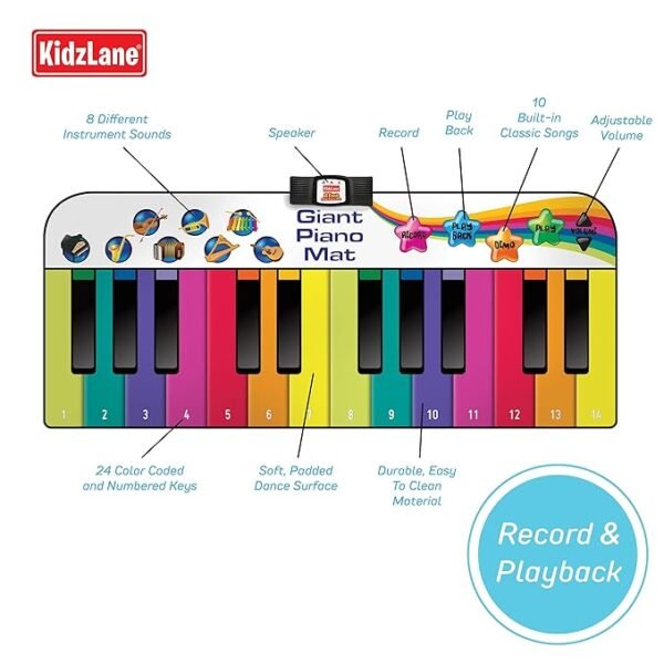 Kidzlane Jumbo 6-Foot Floor Piano Mat – Fun Musical Playmat for Toddlers & Kids | Interactive Keyboard for Active, Creative Play - Image 5