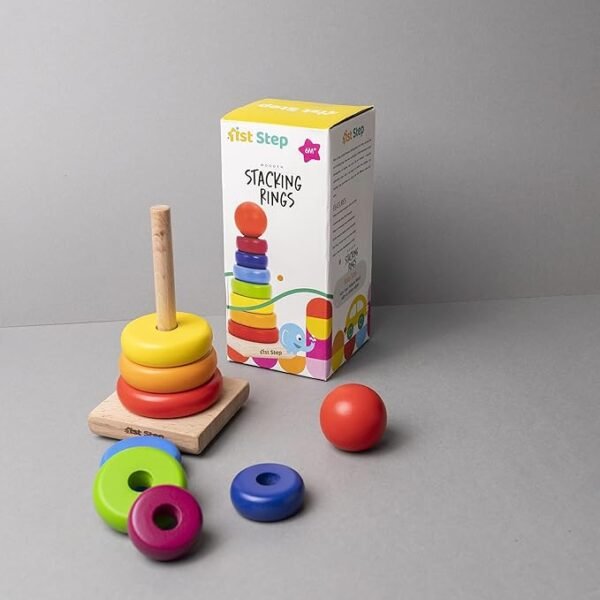 1st Step Wooden Stacking Rings Toy – 7-Piece Classic Educational Set for Toddlers | Fun & Safe Learning Through Play - Image 4