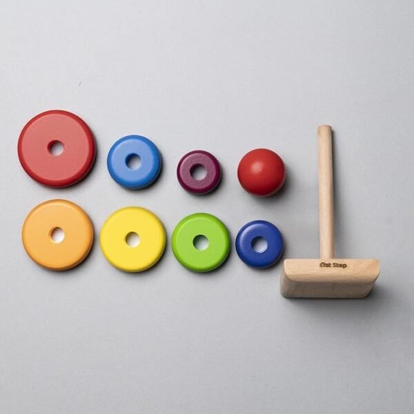 1st Step Wooden Stacking Rings Toy – 7-Piece Classic Educational Set for Toddlers | Fun & Safe Learning Through Play - Image 2