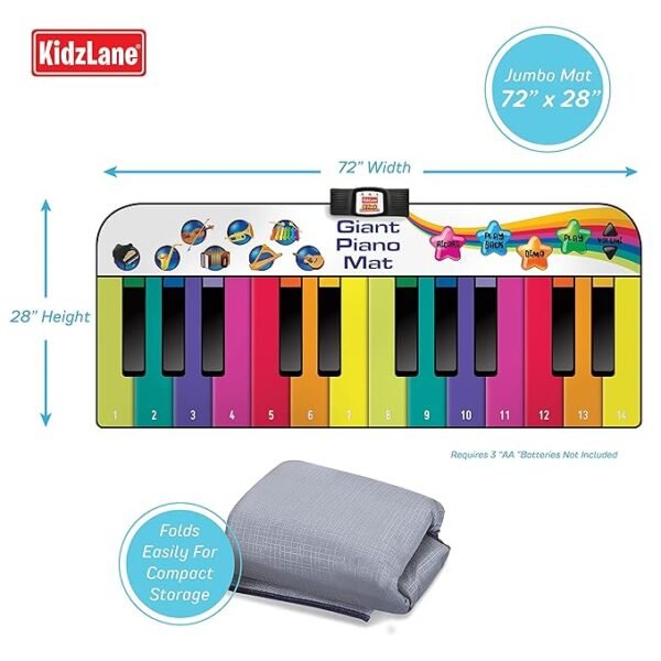 Kidzlane Jumbo 6-Foot Floor Piano Mat – Fun Musical Playmat for Toddlers & Kids | Interactive Keyboard for Active, Creative Play - Image 2