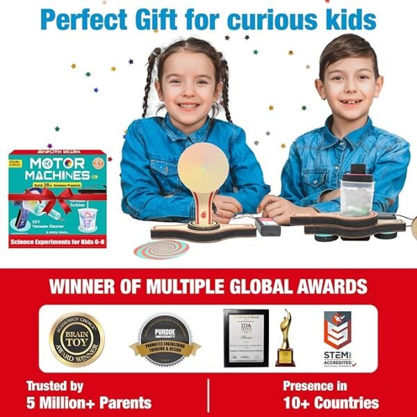 Butterfly EduFields 20+ DIY Science Experiments Kit – Build Motorized Machines & Explore STEM | Fun Electric Project Kit for Boys & Girls Ages 5 to 10 | Perfect Birthday Gift for Young Inventors - Image 2