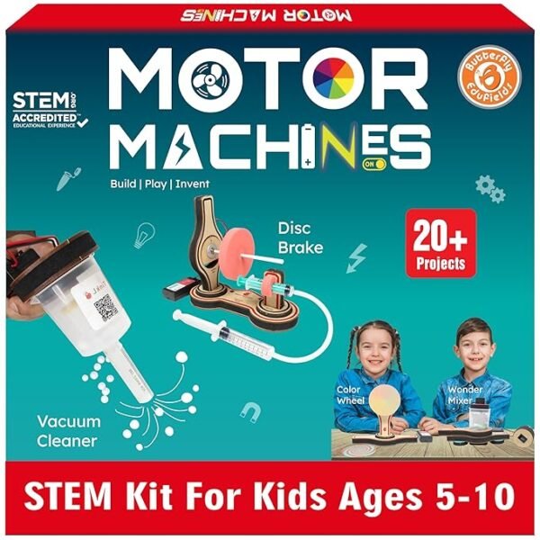 Butterfly EduFields 20+ DIY Science Experiments Kit – Build Motorized Machines & Explore STEM | Fun Electric Project Kit for Boys & Girls Ages 5 to 10 | Perfect Birthday Gift for Young Inventors