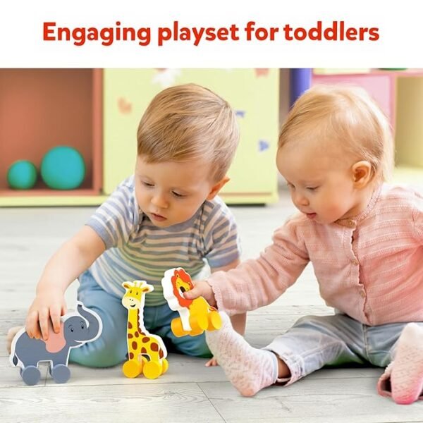 Skillmatics Wooden Animal Pull-Along Toys – Imaginative & Educational Play for Toddlers | Perfect Gift for Infants Aged 9 Months to 3 Years - Image 4