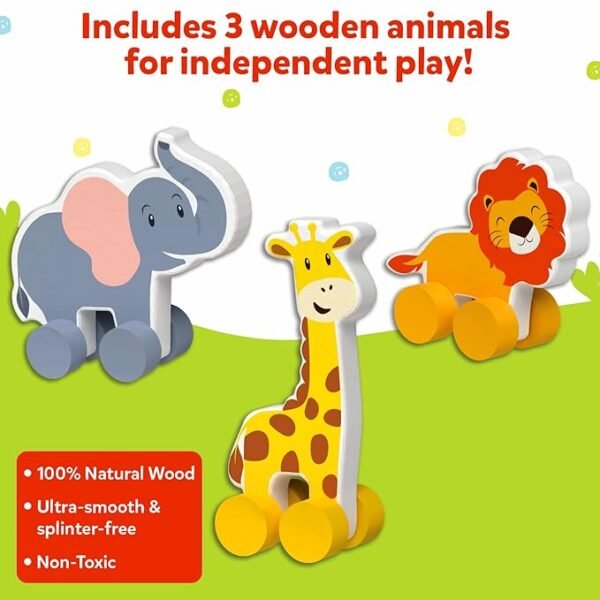 Skillmatics Wooden Animal Pull-Along Toys – Imaginative & Educational Play for Toddlers | Perfect Gift for Infants Aged 9 Months to 3 Years - Image 5