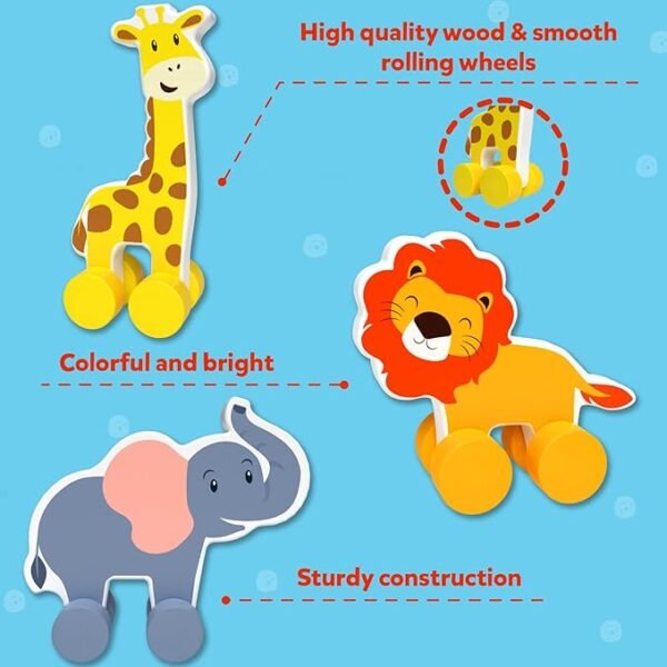 Skillmatics Wooden Animal Pull-Along Toys – Imaginative & Educational Play for Toddlers | Perfect Gift for Infants Aged 9 Months to 3 Years - Image 3