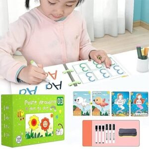 Kidology Educational Preschool Handwriting Practice Activity Writing Learning Toys - Montessori Busy Book & Number Letter Shape Tracing Coloring Book for Toddlers (Dot to Dot - Stage 3)