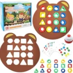 Toy Imagine Shape Matching Game for Kids | 30 Question Cards, 32 Colorful Shapes, 2 Bear Boards & Bell | Educational STEM Toy for 3+ Years | Montessori Learning Toy for Shape & Color Recognition