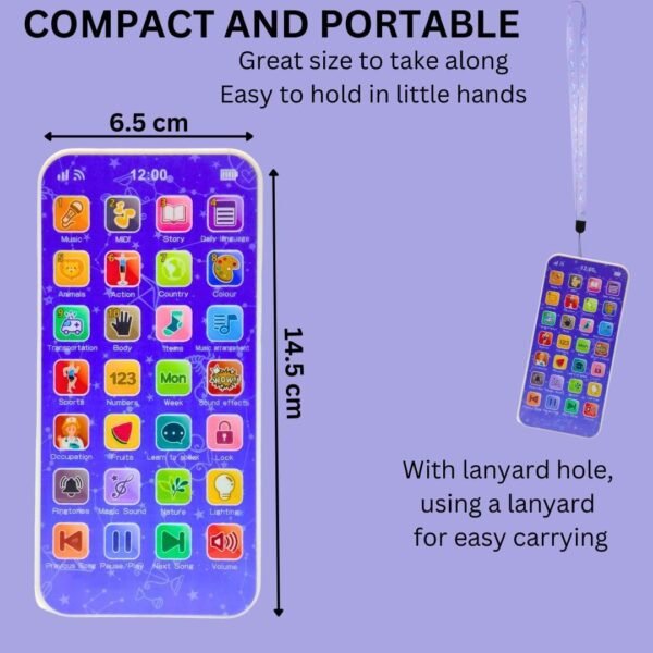 Amitasha Educational Phone Toy for 2-12 Years Kids Rechargeable 24 Modes Talking Baby Smart Phone Mobile Toy for Boys Girls Christmas Gift Birthday Surprise - Image 8
