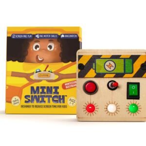 Clapstore Toys Portable Busy Board V4 for 1-6 Year Old Toddlers, Kids LED Light Toy Personalized Sensory Board Switch Box Spaceship Control Panel Montessori Baby Toy Activity Board (Pack of 1),Beige