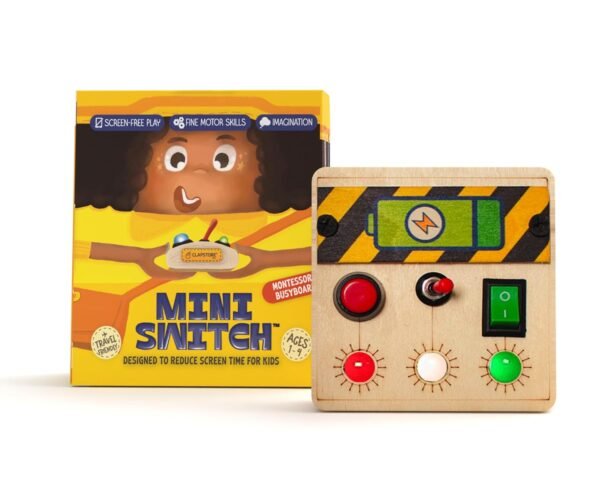 Clapstore Toys Portable Busy Board V4 for 1-6 Year Old Toddlers, Kids LED Light Toy Personalized Sensory Board Switch Box Spaceship Control Panel Montessori Baby Toy Activity Board (Pack of 1),Beige