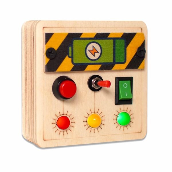 Clapstore Toys Portable Busy Board V4 for 1-6 Year Old Toddlers, Kids LED Light Toy Personalized Sensory Board Switch Box Spaceship Control Panel Montessori Baby Toy Activity Board (Pack of 1),Beige - Image 2