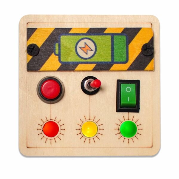 Clapstore Toys Portable Busy Board V4 for 1-6 Year Old Toddlers, Kids LED Light Toy Personalized Sensory Board Switch Box Spaceship Control Panel Montessori Baby Toy Activity Board (Pack of 1),Beige - Image 6