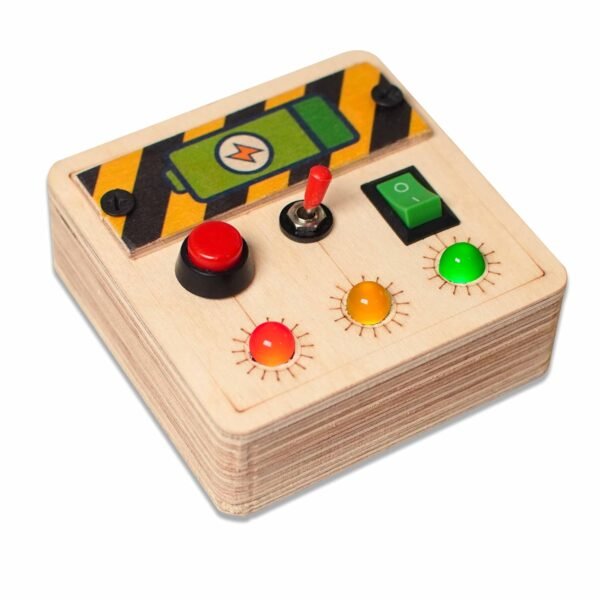 Clapstore Toys Portable Busy Board V4 for 1-6 Year Old Toddlers, Kids LED Light Toy Personalized Sensory Board Switch Box Spaceship Control Panel Montessori Baby Toy Activity Board (Pack of 1),Beige - Image 9