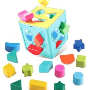 INTELLIBABY Premium Shape Sorter Cube for Babies with 18 Shapes,Montessori Sorting&Stacking Toys for 1-5 Year Kids, Brain Development for Boys/Girls, Learning & Educational Toys,Kids Activity Toys