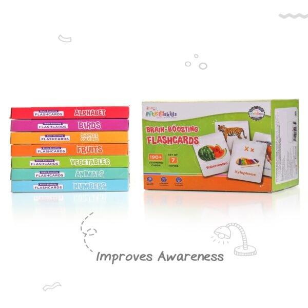 Intelliskills Premium 7-in-1 Brain Boosting Flash Cards for Kids,190 Cards,Flash Cards for 1+ Year Old Baby,Montessori Education Toy for Toddlers,Preschool Learning Activities,Waterproof,Birthday Gift - Image 3
