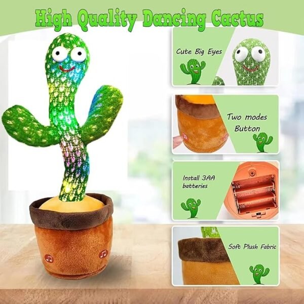 Mini Steps Dancing Cactus Toy for Kids - Rechargeable Talking Singing Children Baby Plush Electronic Toys - Image 2