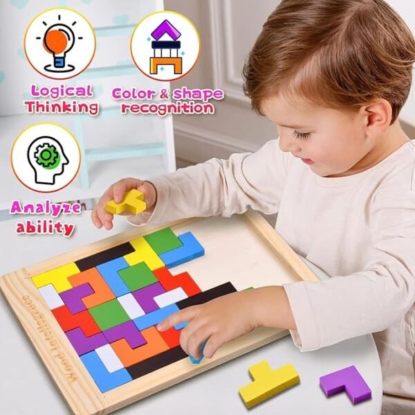 Niwlix Wooden Russian Blocks Puzzles for Kids Adults, Wood Intelligence Puzzle for Kids Ages 3-8,Wooden Kids Puzzles Brain Teasers Toy Educational Gift for 7-10 Years - Image 3