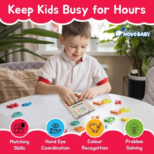 Novo Baby Kids Montessori Slide Puzzle | Color & Pattern Matching Learning Toys for Kids 3-8 Years | Preschool Educational Activity Toy for 3,4,5,6,7,8 | Toys for 6-Year-Old Boy (Modern) - Image 2